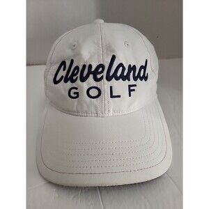 Cleveland Golf Mens Hat White Strapback Adjustable 6-Panel Dad Baseball Cap